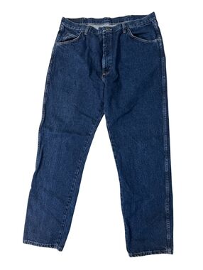Wrangler Dark Blue Relaxed Fit Jeans with Contrast Stitching